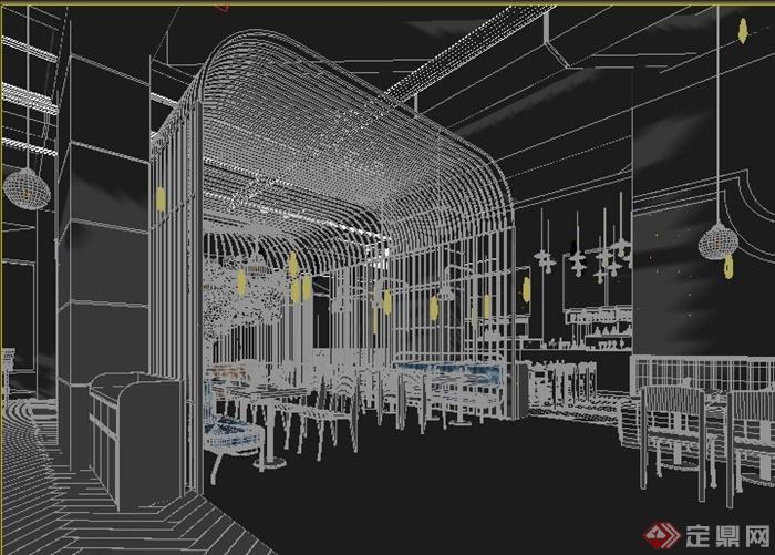 某工业风格餐厅室内装修设计3DMAX模型(1)