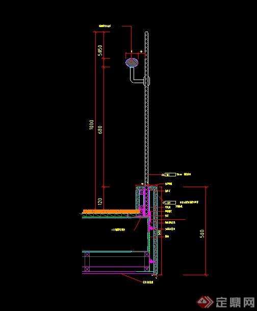 玻璃与大理石制作的楼梯栏杆设计CAD施工图(1)
