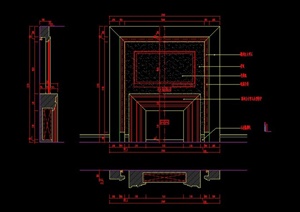 某住宅空间客厅石材壁炉设计CAD施工图
