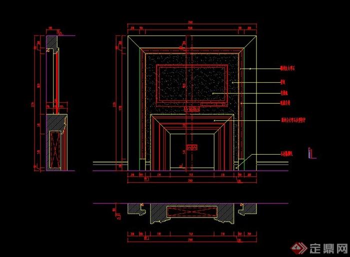 某住宅空间客厅石材壁炉设计CAD施工图(1)