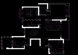 某三室一厅住宅空间室内装修设计CAD图含效果图