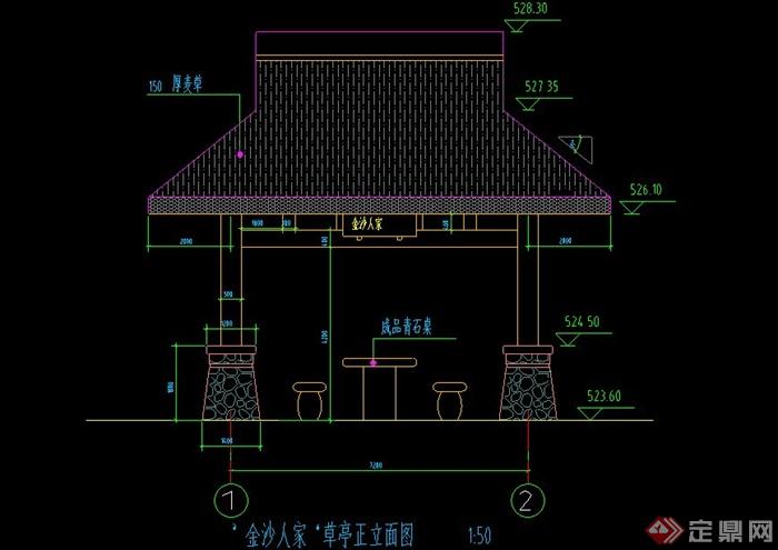 某工业区入口广场廊亭景点组合设计CAD施工图2