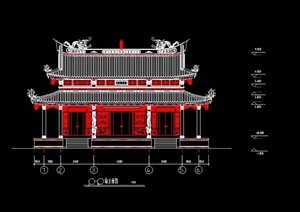 某古典中式龙山寺建筑设计CAD图