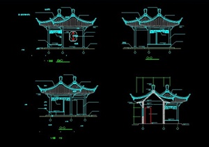 古典中式双亭和六角亭设计CAD图