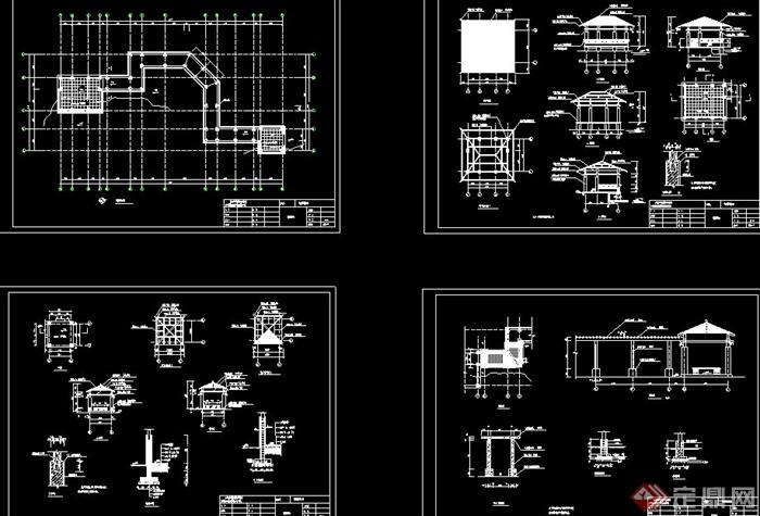 某古典中式木亭长廊设计CAD施工图(2)