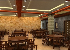 某中式餐厅室内装修设计CAD图和JPG效果图