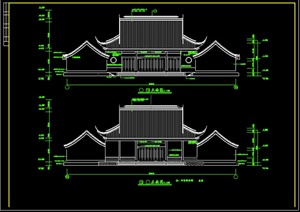 古典中式风格单层财神殿建筑设计施工图（dwg格式）