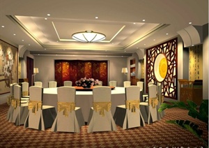 浙江某五星级酒店二层餐厅设计CAD施工图（含效果图）