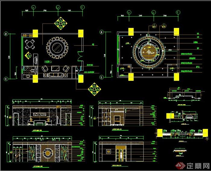 餐厅包间和总服务台设计CAD施工详图(1)