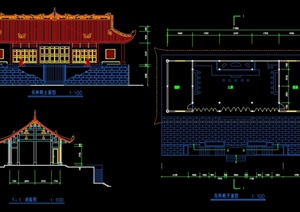 两栋古建寺庙建筑设计方案图