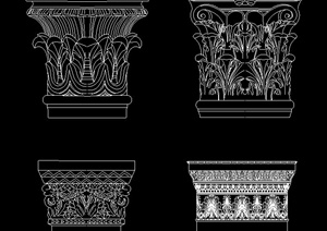 古代五柱式CAD立面图