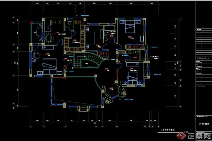 某精装三层别墅室内装饰设计CAD施工图(1)