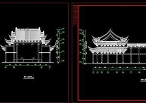 某中式戏台、祠堂建筑设计CAD结施图