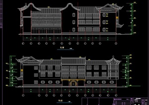 上海某商城古典中式会所建筑设计CAD施工图（含实景图）