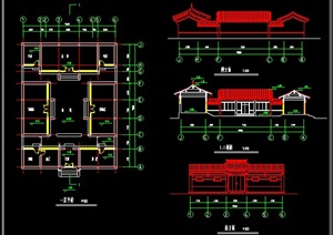 某古典中式四合院住宅建筑设计CAD图
