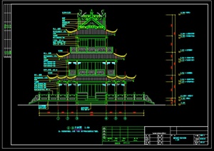 古典中式阁楼建筑设计施工图（dwg格式）