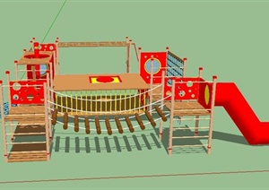 某儿红色童游乐设施设计SU(草图大师)模型