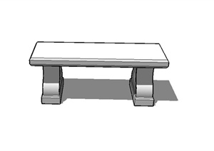 某石质长形坐凳设计SU(草图大师)模型