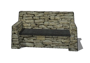 某室外石砌似沙发座椅设计SU(草图大师)模型