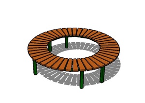某室外圆形坐凳设计SU(草图大师)模型