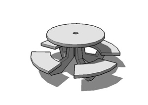某室外景观节点桌椅设计SU(草图大师)模型