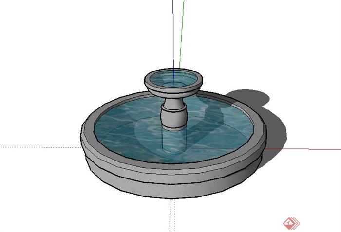 某景观节点圆形水池设计SU模型(1)