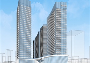 某商业区地块建筑概念设计SU(草图大师)模型