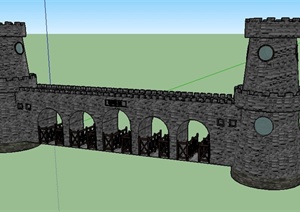 某游乐园城堡式大门设计SU(草图大师)模型