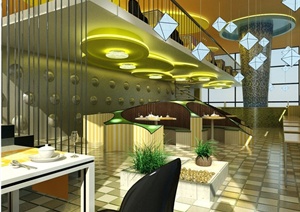 某二层超现代餐厅室内装修图(含效果)