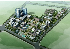 某办公商业产业园区建筑规划设计（含jpg效果图、cad平面）