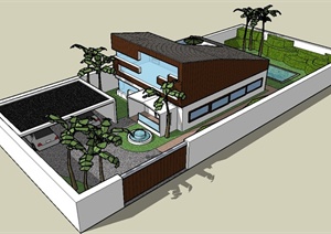 某栋双层别墅建筑设计SU(草图大师)模型