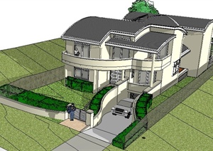 某现代风格私人别墅住宅建筑设计SU(草图大师)模型