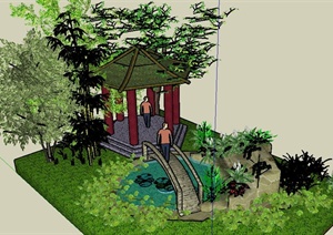 某园林景观凉亭景观设计SU(草图大师)模型