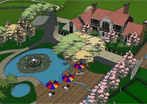 欧式别墅区建筑和景观设计SU(草图大师)模型