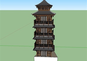 某古典中式塔建筑设计SU(草图大师)模型