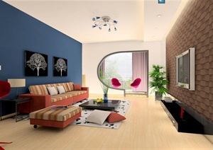 现代三室两厅室内设计（含效果图）