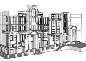 某欧式风格四层住宅建筑设计SU(草图大师)模型