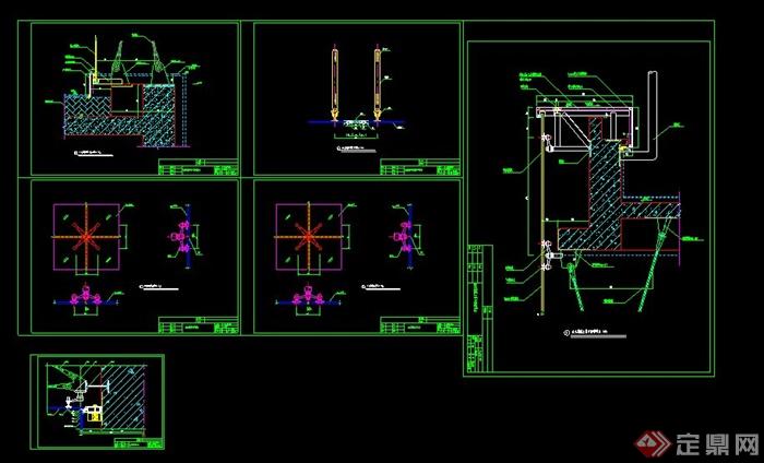 某建筑空间点式玻璃幕墙节点设计CAD施工图(2)