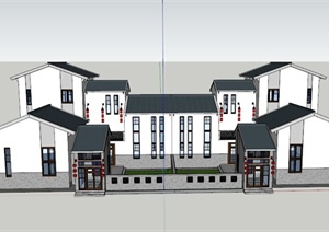 某古典中式联排住宅建筑设计SU(草图大师)模型