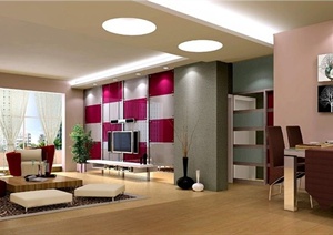 现代风格两居室室内设计（含效果图、实景图）