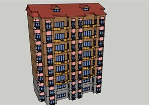一栋多层住宅建筑设计SU(草图大师)模型