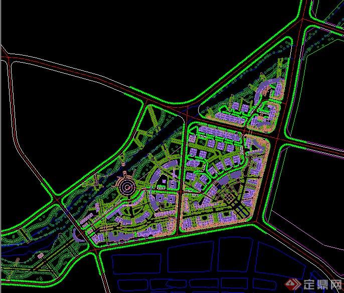 某滨河住宅小区规划设计总平图(1)