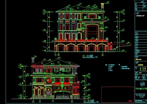 某欧式三层别墅建筑设计CAD施工图