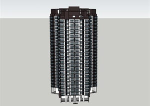现代某蝶形高层商住房建筑设计SU(草图大师)模型