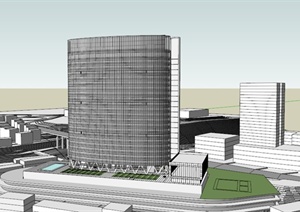 某高层独立办公建筑设计SU(草图大师)模型