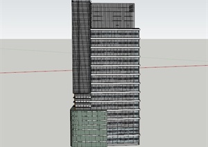 某现代高层独栋办公建筑设计SU(草图大师)模型