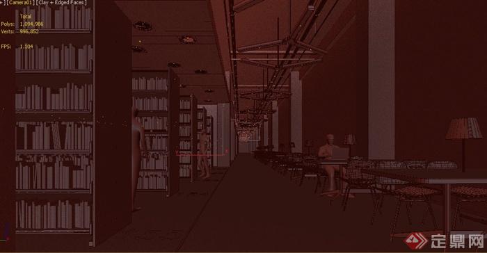 某图书馆室内装修设计3DMAX模型(1)