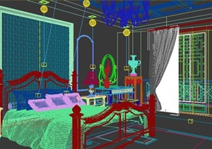 某别墅住宅卧室装修设计3DMAX模型