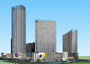 某城市现代商业中心综合建筑设计SU(草图大师)模型