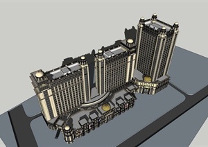 某新古典欧式商业街建筑设计SU(草图大师)模型